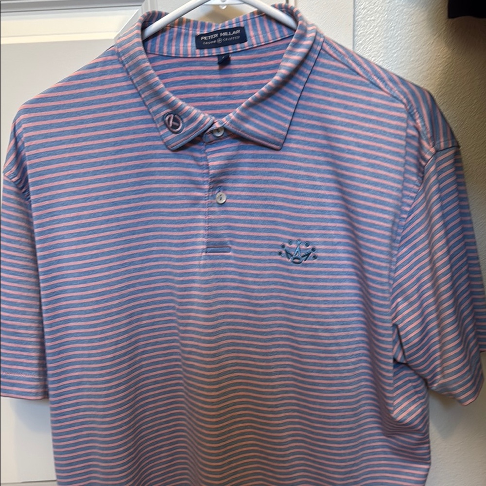 Peter Millar Men's Striped Polo Shirt - Purple and Pink Scotty Cameron Edition